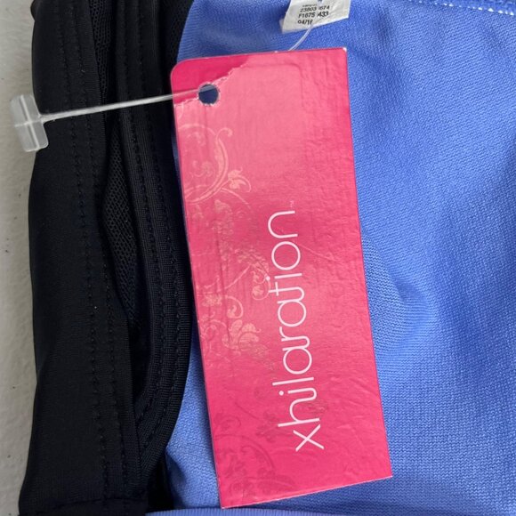 Xhilaration Bathing Swim Suit Top Size Medium Black Blue Bikini Mesh Overlay New - Picture 8 of 9